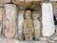 Statue above the church door - Castel de Cantobre G&icirc;tes, Aveyron, France