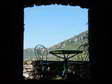 The view across our shared terrace from the northern doors of our cave - Castel de Cantobre G&icirc;tes, Aveyron, France