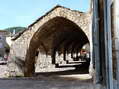 The arches in the market square at Nant - Castel de Cantobre G&icirc;tes, Aveyron, France