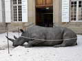A resin Rhinoceros that sat outside the museum in Millau (for a while) - Castel de Cantobre G&icirc;tes, Aveyron, France