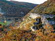 The climbing wall at Cantobre in Autumn - Castel de Cantobre G&icirc;tes, Aveyron, France